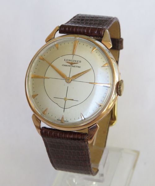 Gents Large 18ct Gold Longines Chronometre Watch