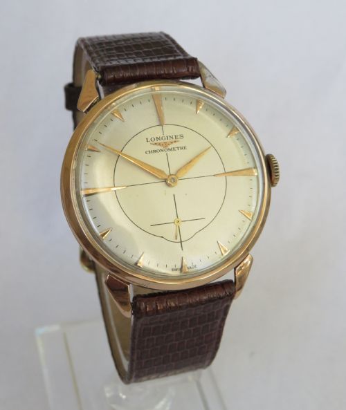 fig 1. Gents large 18ct gold Longines Chronometre watch