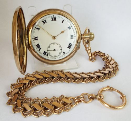 Antique 3/4 Plate Full Hunter Pocket Watch & Chain