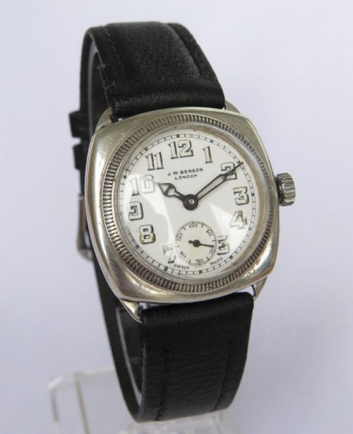 fig 1. Gents J W Benson silver wrist watch, 1933