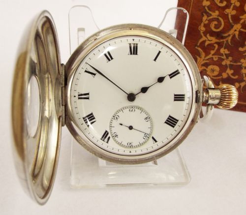 fig 1. Antique silver Coventry Rotherhams half hunter pocket watch.