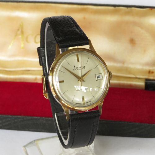 Gents 9ct Gold Accurist Wrist Watch, 1965
