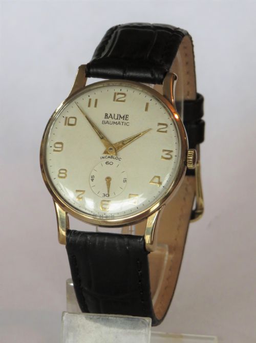 Gents 9ct Gold Baume Wrist Watch, 1963