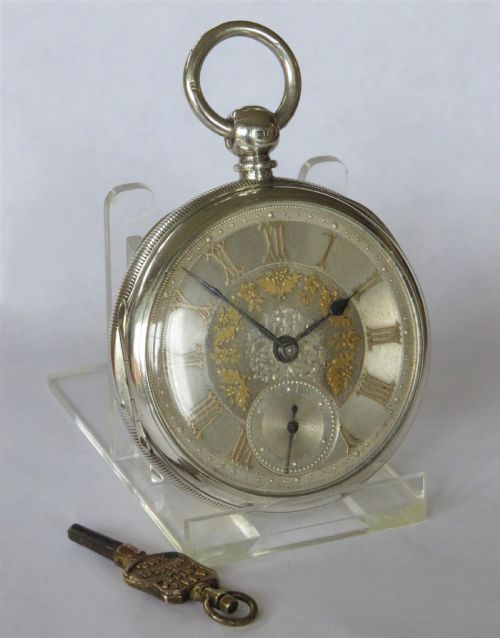 fig 1. Antique silver fusee pocket watch, 1878