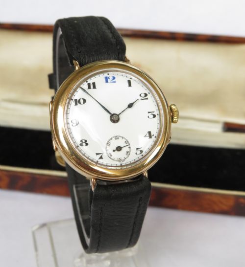 fig 1. Gents boxed 9ct gold wrist watch, 1921