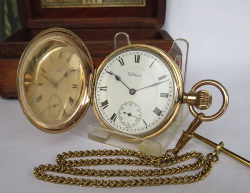 Antique Waltham Giant Full Hunter Pocket Watch and Chain