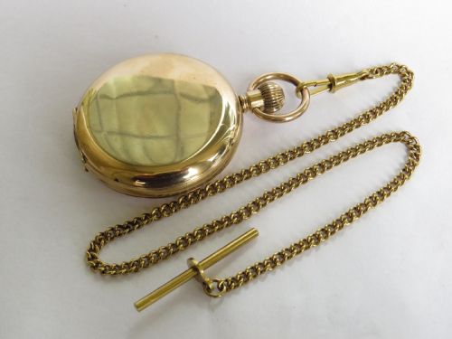 fig 2. Antique Waltham Giant full hunter pocket watch and chain