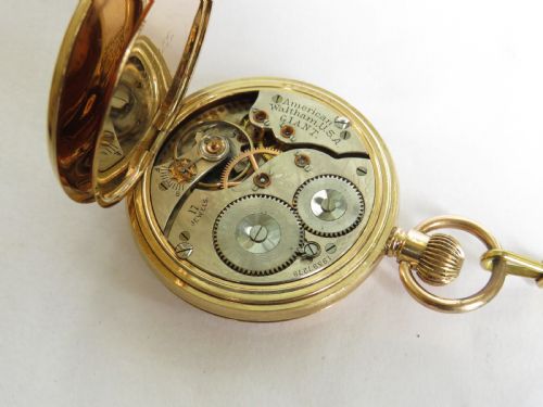 fig 3. Antique Waltham Giant full hunter pocket watch and chain
