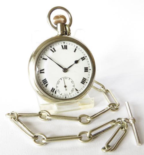 fig 1. 1920s Record stem winding pocket watch and chain