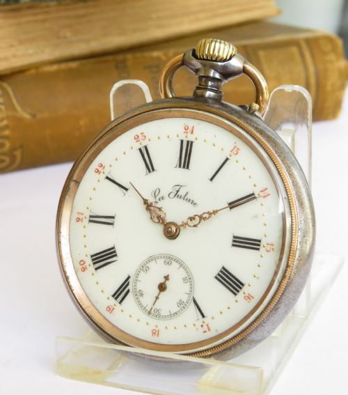 La Future Gun Metal Pocket Watch by Achille Hirsch
