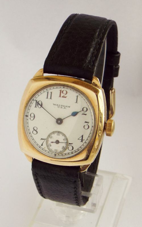 fig 1. Gents 9ct gold Waltham wrist watch, 1933.