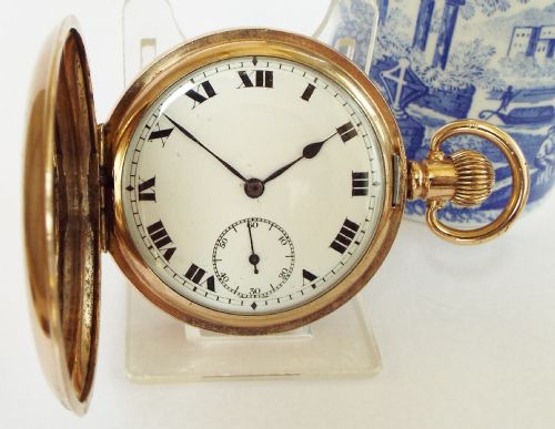 Antique 1920s Swiss Full Hunter Pocket Watch.