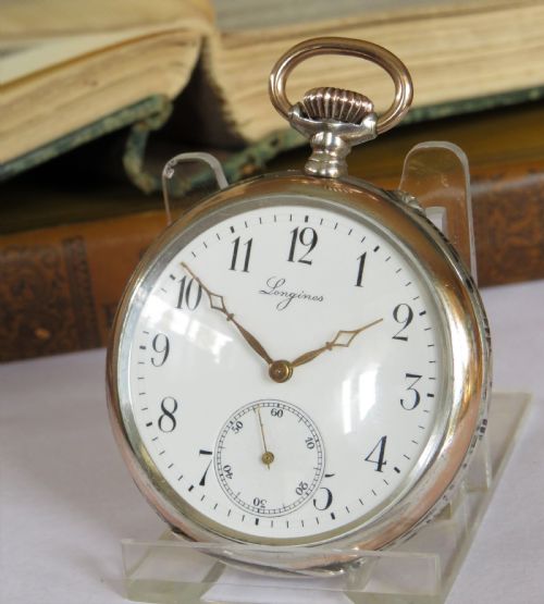 Antique Longines Niello Cased Pocket Watch
