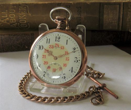 fig 1. Antique silver Longines pocket watch and chain