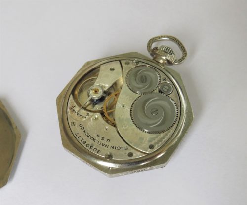 fig 1. White gold filled Elgin pocket watch, 1928