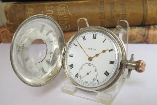 Antique Silver Vertex Half Hunter Pocket Watch