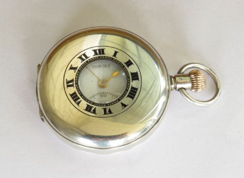 fig 2. Antique silver Vertex half hunter pocket watch