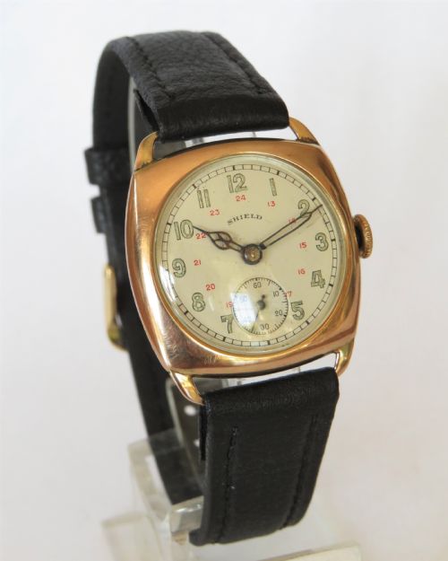 fig 1. 9ct gold Shield wrist watch, 1933