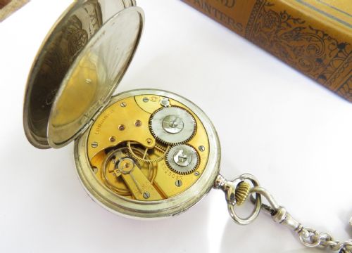 fig 2. Antique silver Longines pocket watch and chain