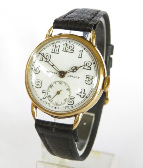 Gents 9ct Gold Wrist Watch, J W Benson, 1933