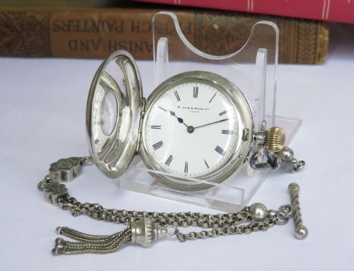 fig 1. Ladies silver half hunter fob watch, Mappin & Webb