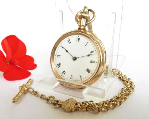 Antique Lady Waltham Fob Watch and Albertina