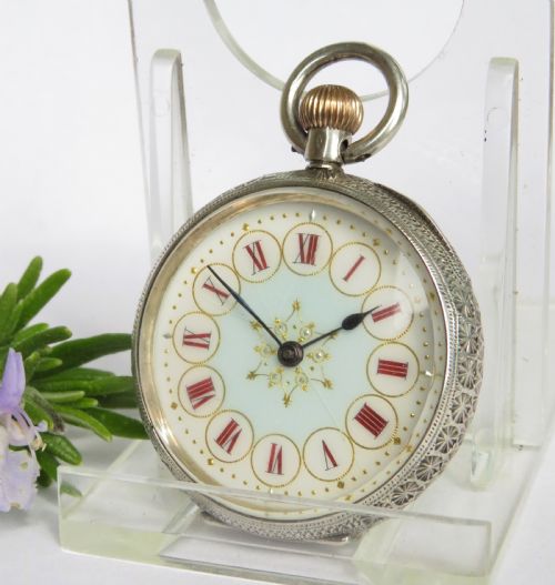 Antique Omega Ladies Silver Fob Watch