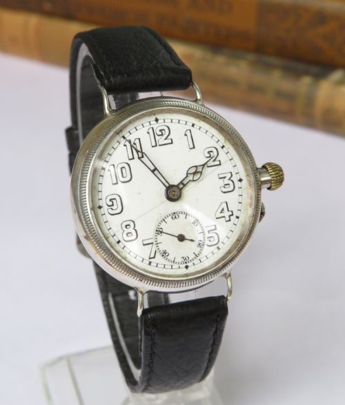 fig 1. Gents 1914 silver Electa trench watch