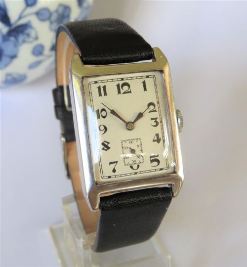 fig 1. Gents silver Art Deco wrist watch, 1927