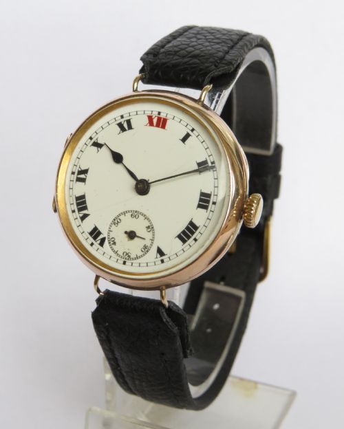 Gents 9ct Gold Trench Watch, 1919