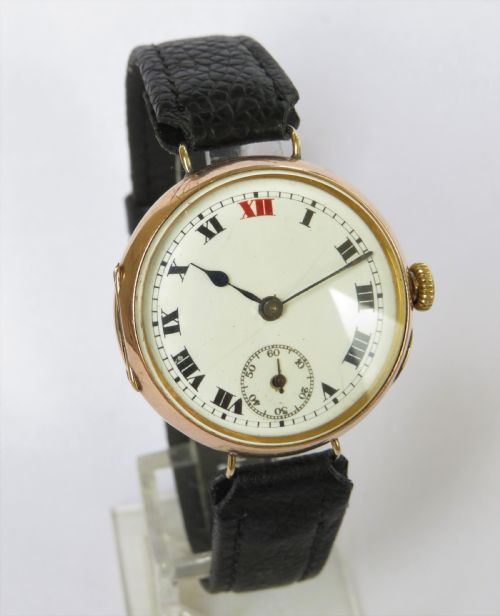 fig 1. Gents 9ct gold trench watch, 1919