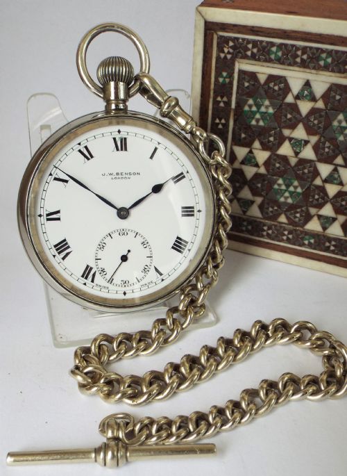 A 1930s Cyma Pocket Watch & Albert for J W Benson.
