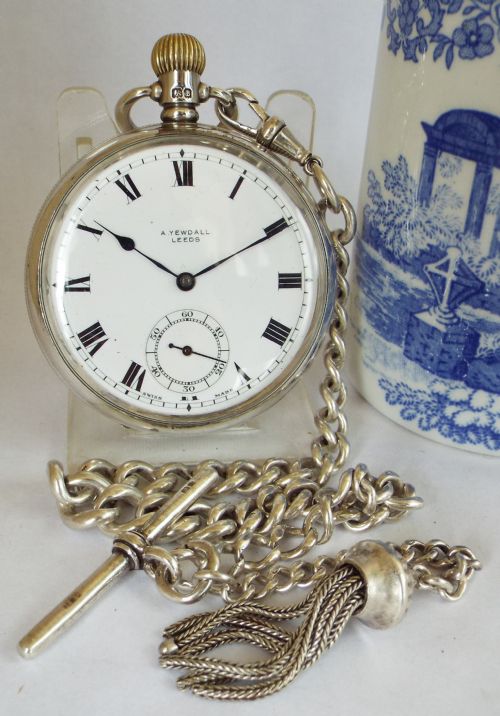 1920s Silver Recta Pocket Watch & Chain.