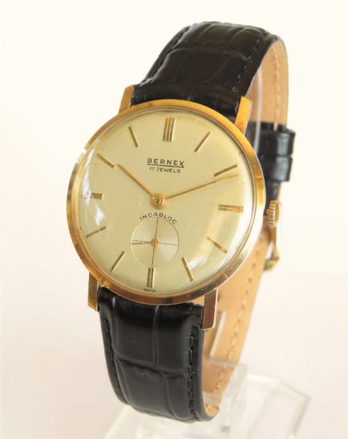 Gents 9ct Gold Bernex Wrist Watch, 1965