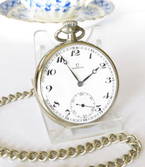 fig 1. 1920s Omega pocket watch and chain
