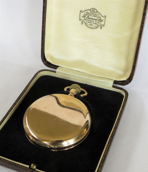 fig 2. A boxed “Everite” full hunter pocket watch from H Samuel.