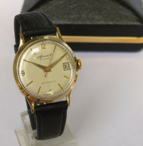 Gents 9 Carat Gold Accurist Wrist Watch, 1960