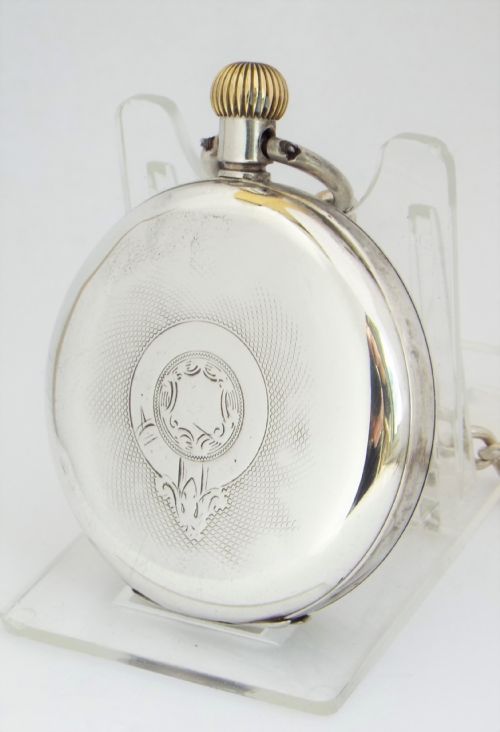 fig 1. Antique silver Omega pocket watch & chain, c1910s.
