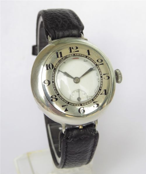fig 1. Gents silver Marvin half hunter trench watch, 1916