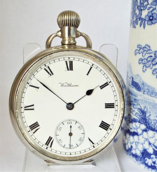 Antique Silver Waltham Traveler Pocket Watch, 1919.