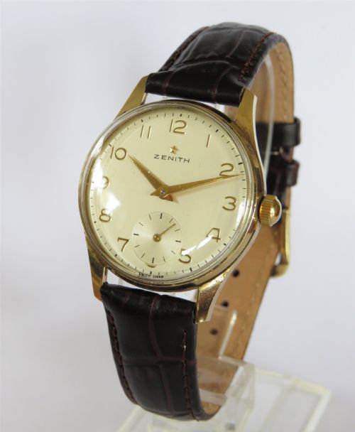 fig 1. Gents 9 carat gold Zenith wrist watch, 1961
