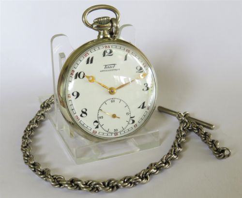 fig 1. 1945 Tissot pocket watch and chain