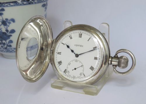 1930s Silver Vertex Half Hunter Pocket Watch