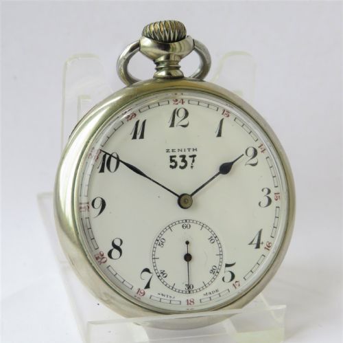 1939 Ww2 Zenith Pocket Watch, Stamped Hs3