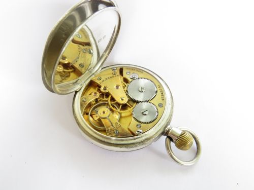 fig 3. A 1932 silver Tavannes Cyma pocket watch for J W Benson.