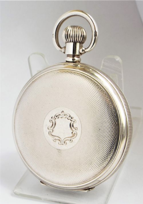 fig 1. Antique 1918 Silver Swiss full hunter pocket watch.