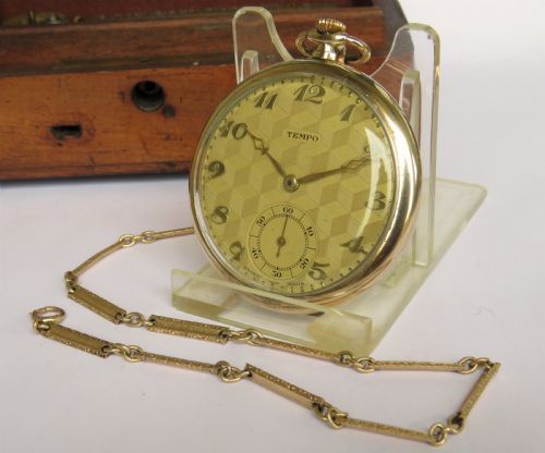 Art Deco Tempo Pocket Watch and Chain