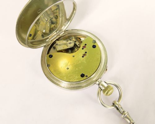 fig 3. Antique silver half hunter pocket watch and chain