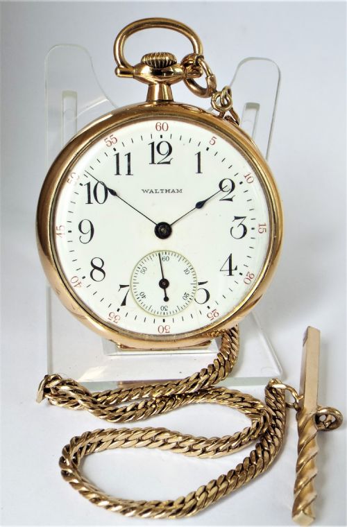 Antique 1917 Waltham Pocket Watch with Chain.