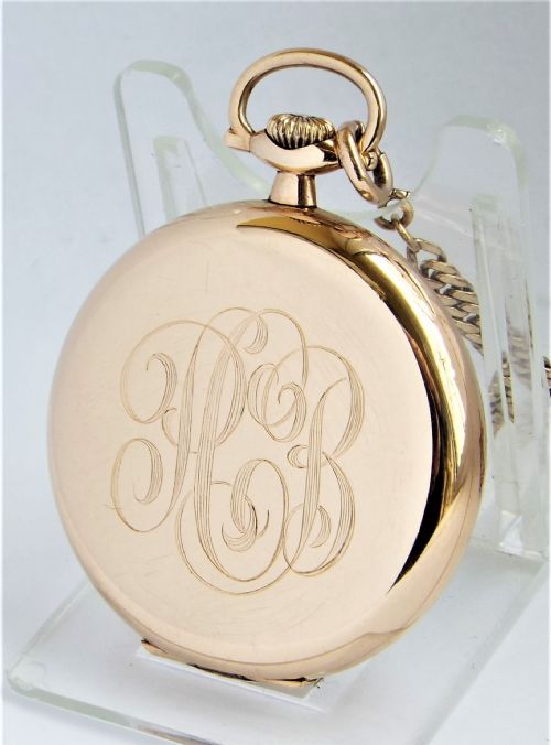 fig 1. Antique 1917 Waltham pocket watch with chain.